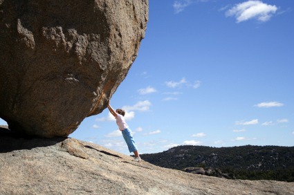 Girl with rock. 