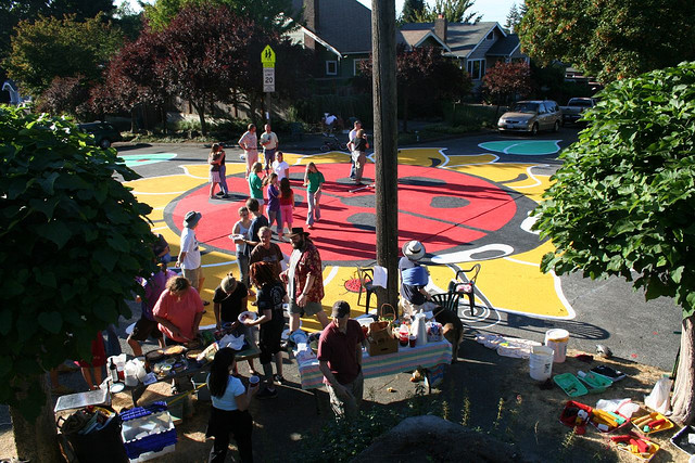 Painted intersection.