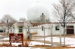 The former Hanna City Work Camp stands deserted in 2003 near Hanna City.