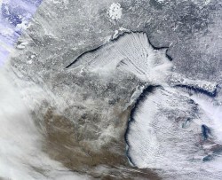 Lake Superior, covered in white instead of oily black