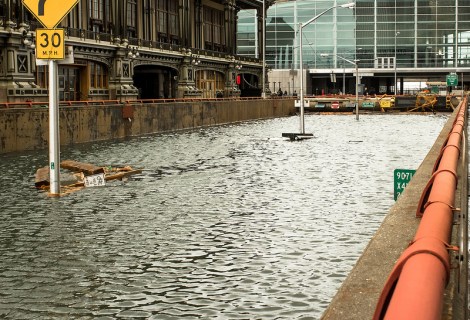 The flooded Brooklyn-Battery Tunnel