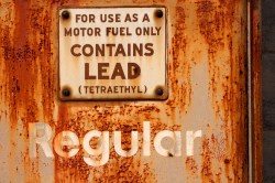 sign for leaded gasoline