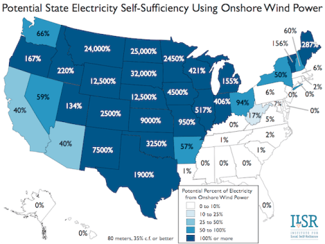 State Wind Power Self-Reliance from 80 Meter Wind Turbines