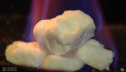 Methane hydrate burning in a laboratory