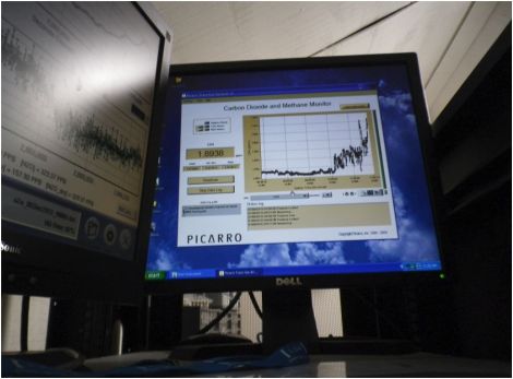 A Picarro sampler sniffs the air on Mount Wilson for C02, methane, and other potent climate-altering emissions.