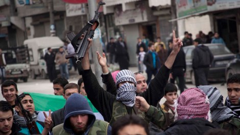 Syrian rebels rally in Aleppo last November. 