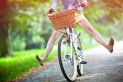 happy woman on bike