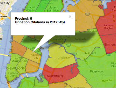 areas in red mean more pee pee arrests