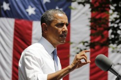 U.S. President Barack Obama speaks about his vision to reduce carbon pollution while preparing the country for the impacts of climate change while at Georgetown University in Washington, June 25, 2013.