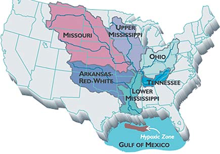 Runoff fueling the Gulf of Mexico dead zone