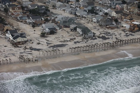 Damaged homes along New Jersey shore after Hurricane Sandy.