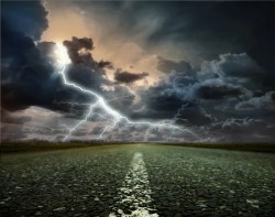 bad weather over a road