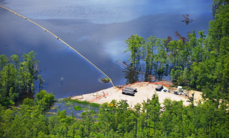 This is not a lake. It's part of the 15-acre sinkhole in Assumption Parish.