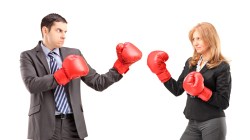 man and woman boxing