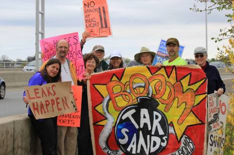 activists with signs