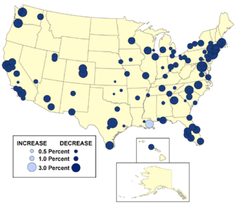 "Transportation in Transition: A look at changing travel patterns in America's biggest cities." Click to embiggen.