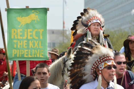 Keystone protest with Native American