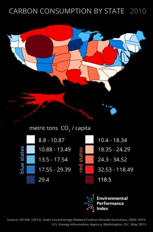 map of carbon consumption by state