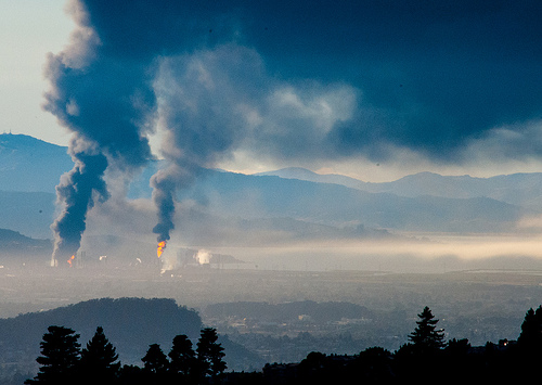 Refinery fire from a distance