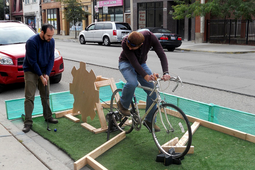 Bike-powered miniature golf!