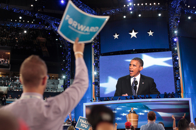 Obama in convention hall