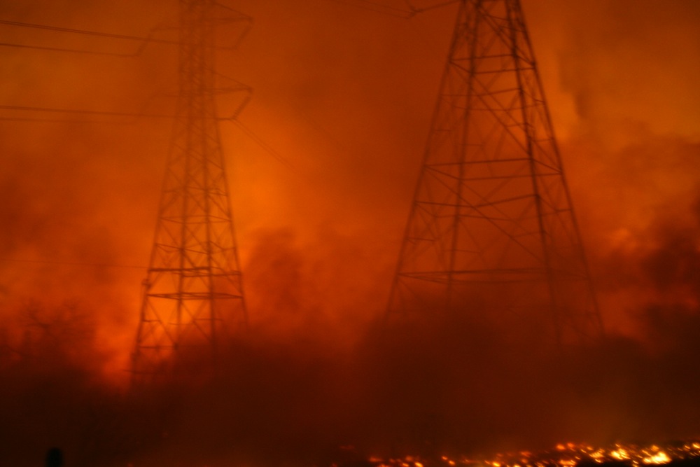 Fire near power lines