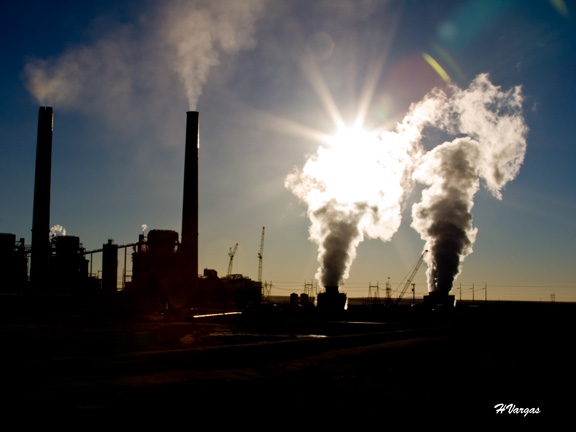 steam coming out of a power plant