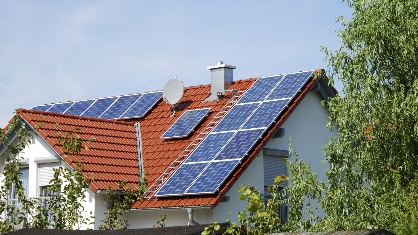 solar panels on roof