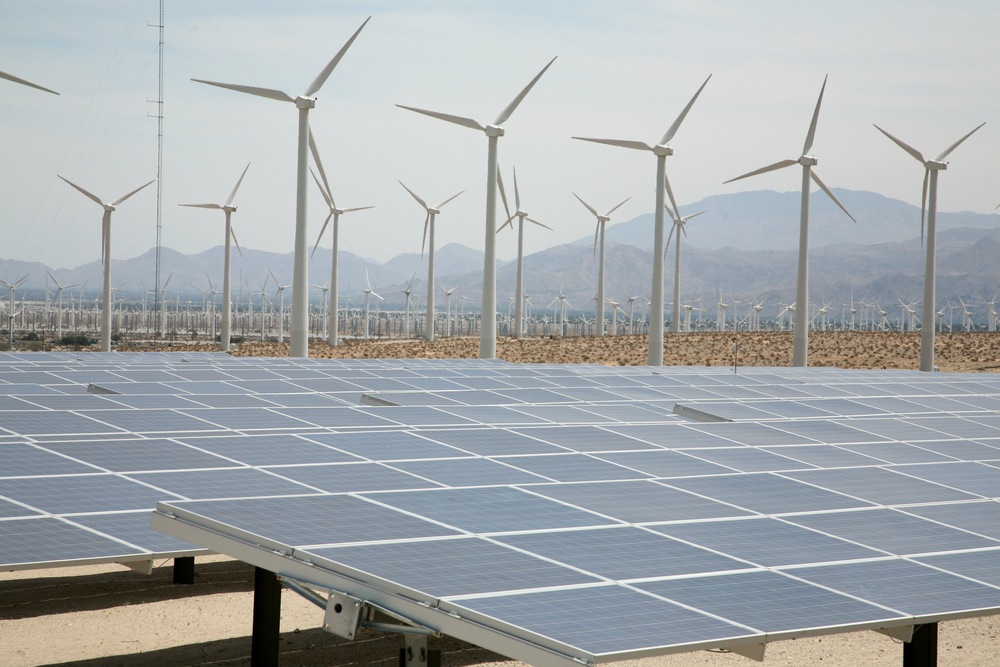 Solar panels and wind turbines