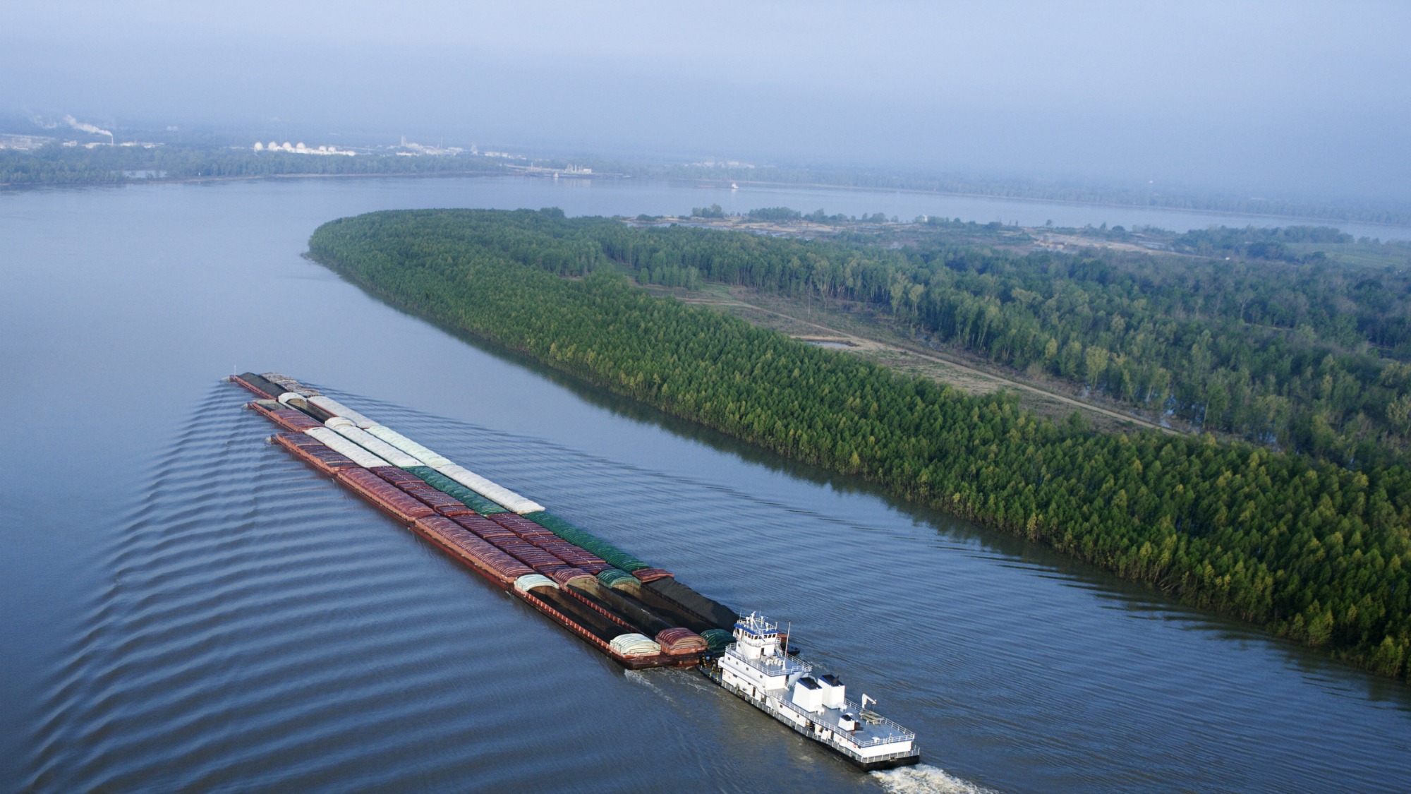 A barge on the Mississippi River