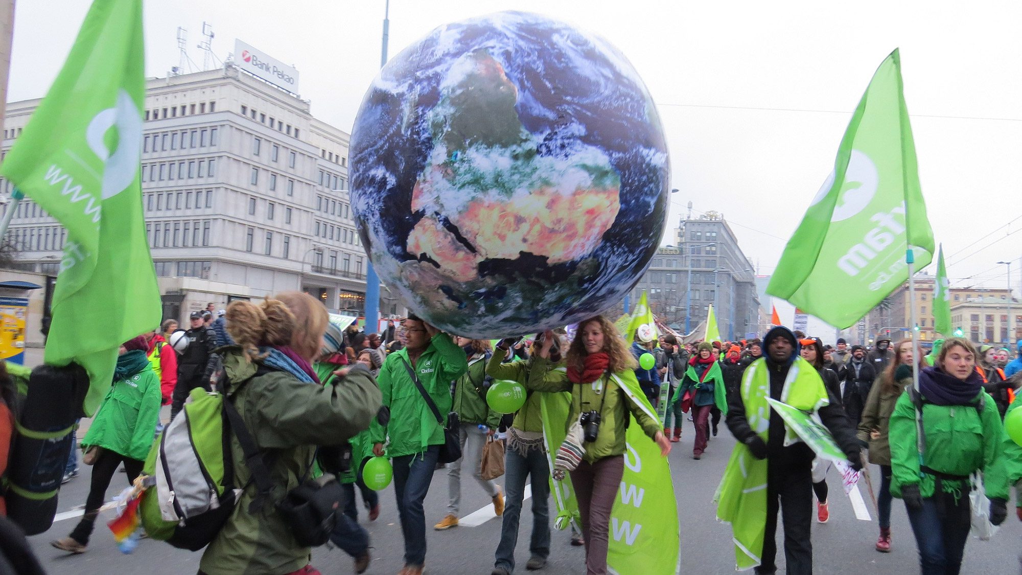 climate protesters in Warsaw