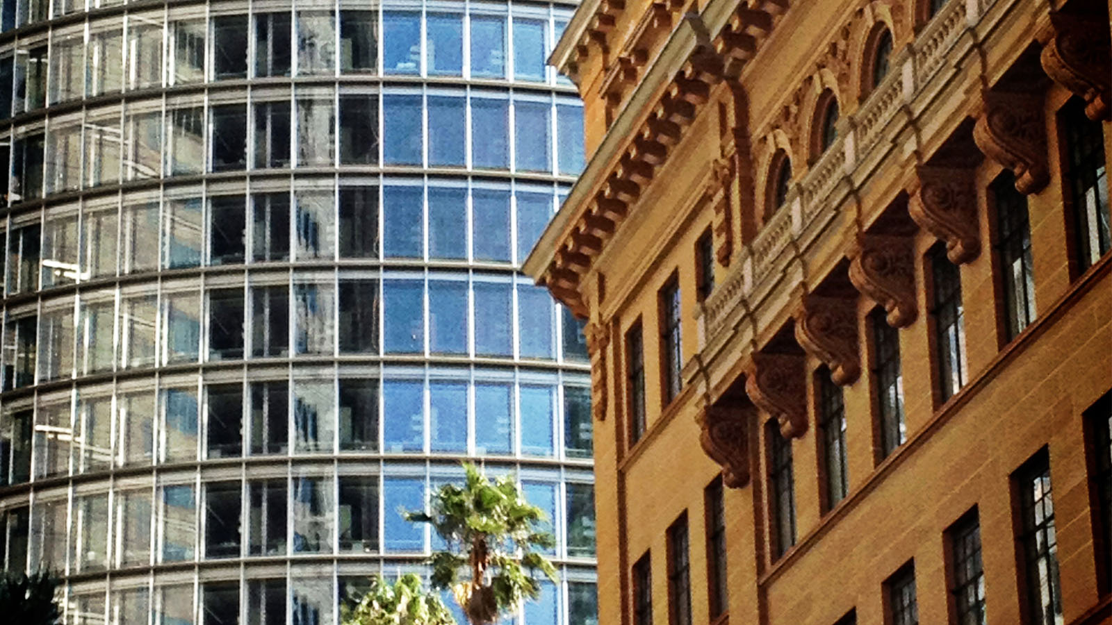 old building and new building