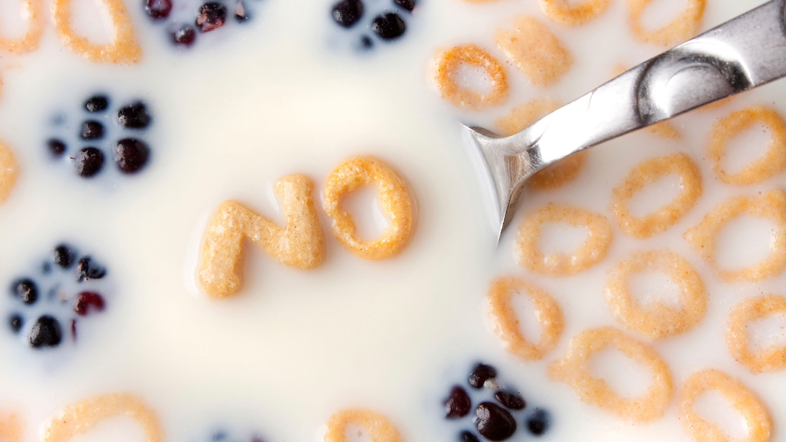 Bowl of cereal with word 