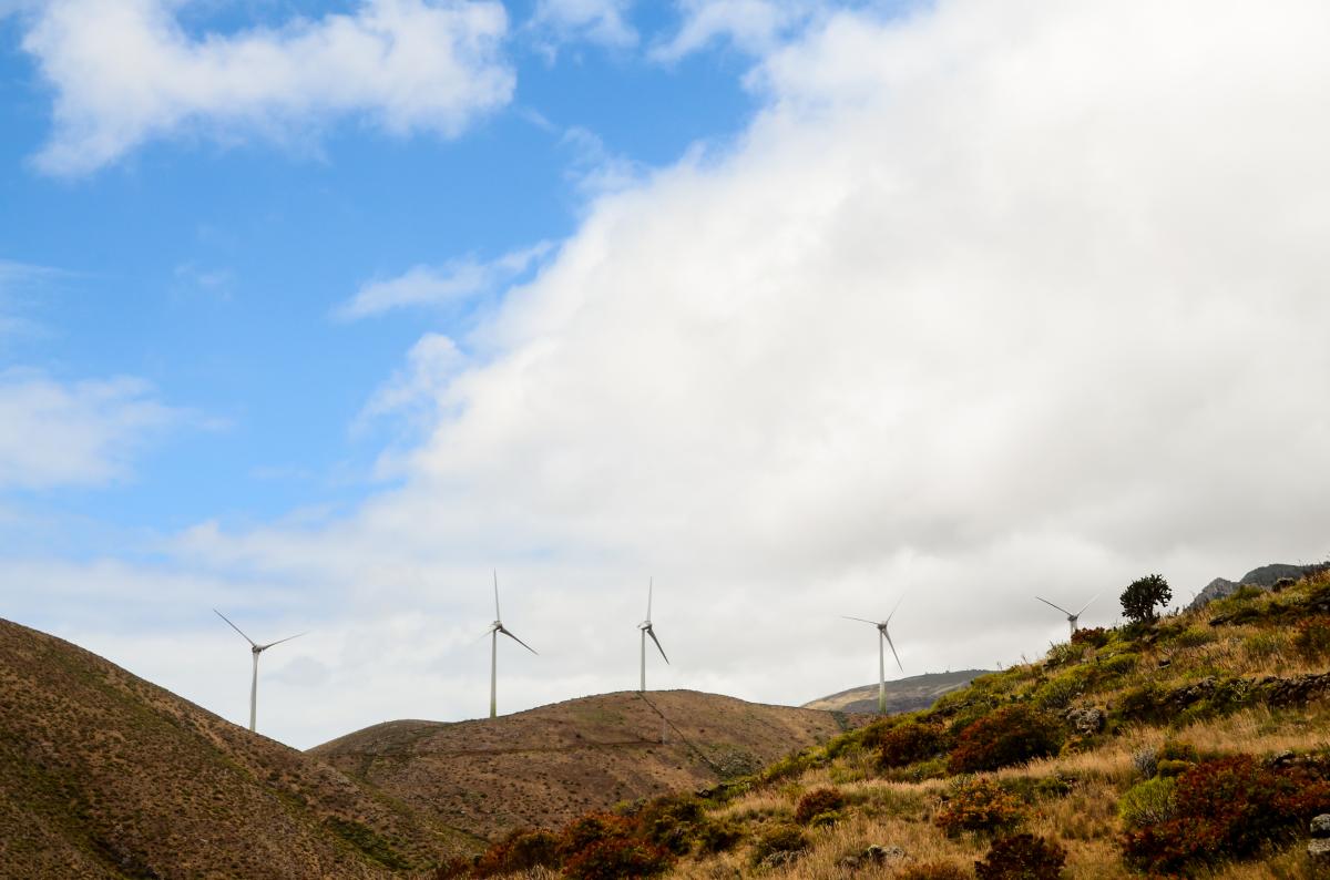 Renewable Energy Wind Power Windmill Turbines in El Hierro Island