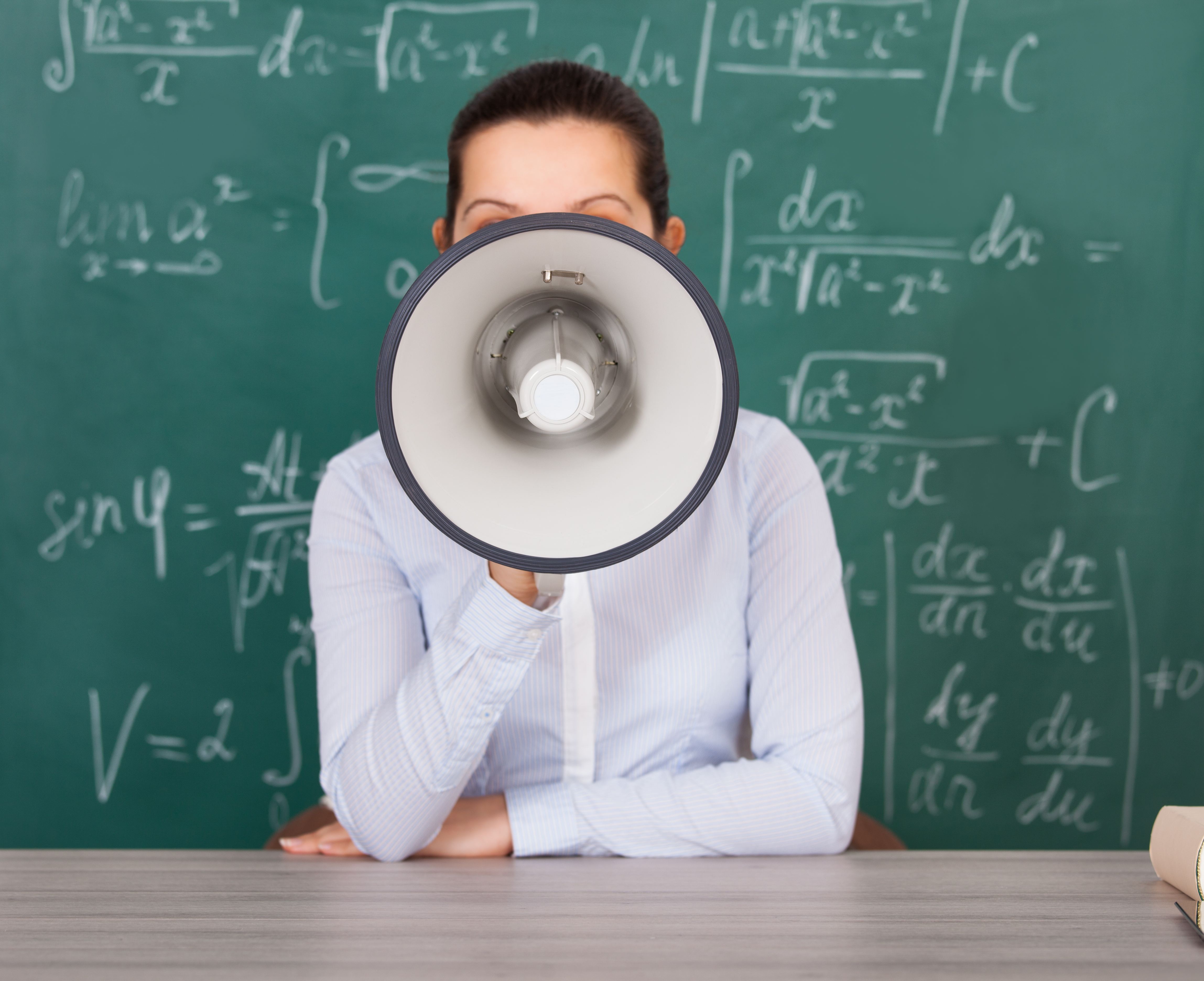 professor megaphone blackboard