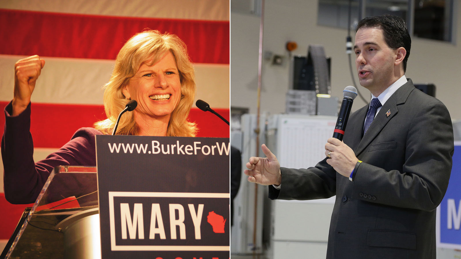 Mary Burke and Scott Walker.