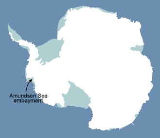 The location of the Amundsen Sea embayment, where the studies were done.