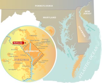 Map showing Bethesda