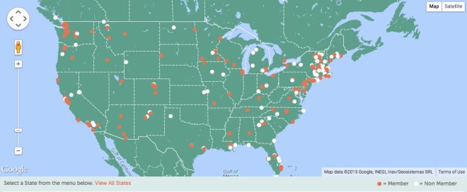 Map of member and non-member organizations of the National Community Land Trust Network