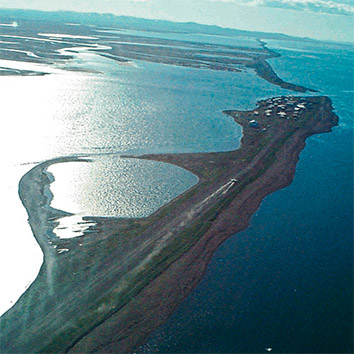 Aerial view of Kivalina, Alaska.