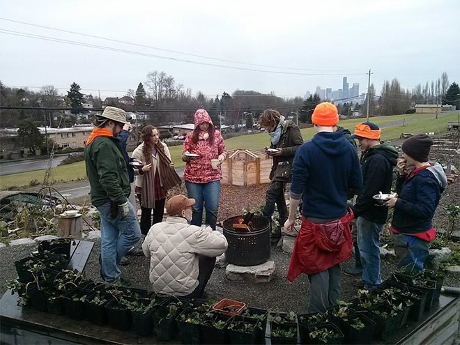 Lunchtime chilling at the January work party.