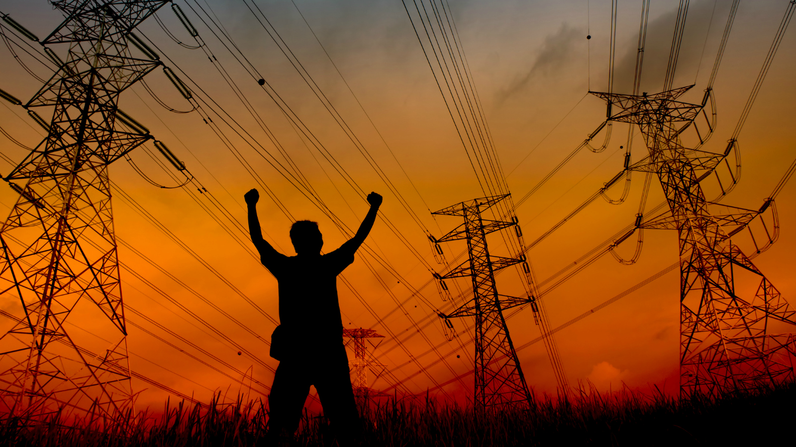 man and power lines