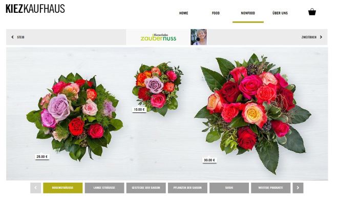 Items for sale from the local flower shop Blumenladen Zaubernuss.