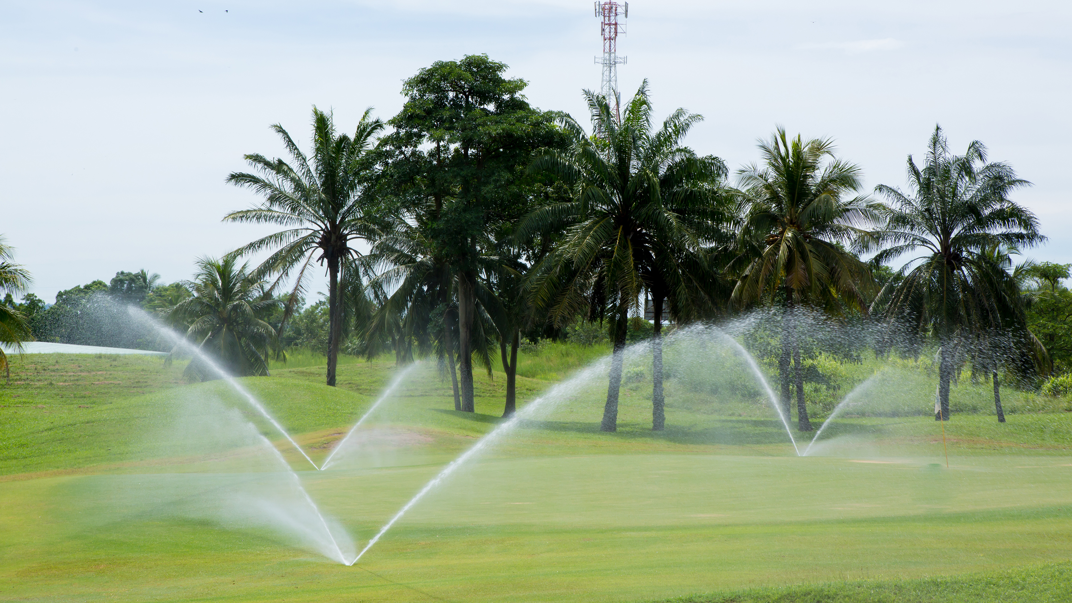 sprinklers on golf course