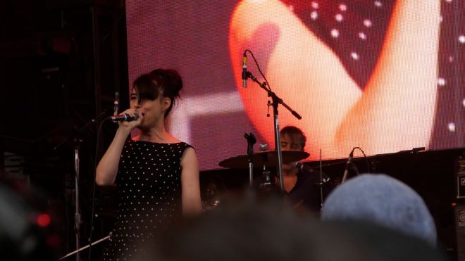 Kathleen Hanna singing with The Julie Ruin at Capitol Hill Block Party.