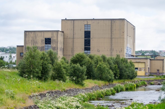 Toppstöðin, a repurposed coal plant, is tucked in Iceland's Elliðaárdalur valley.