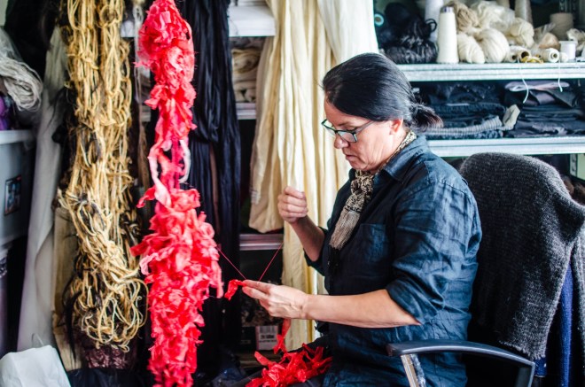 Ásta Guðmundsdóttir, an artist and clothing designer who works in Toppstöðin.