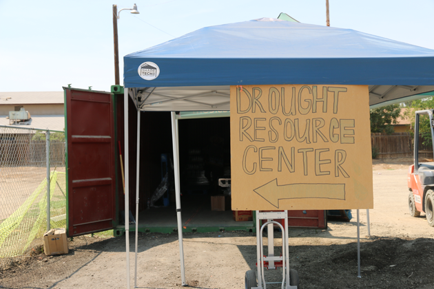 At the county's drought resource center—a trailer in East Porterville—residents can sign up for bottled water deliveries, take showers, and apply for loans to fund well drilling.