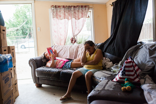 Juana Garcia, 49, and her daughter, Noemi Castro, 11, in their home in East Porterville, California. The family has had a dry well for the past two years. 