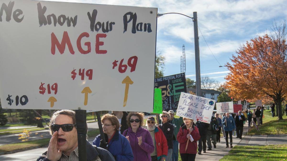 protest against MG&E rate hike